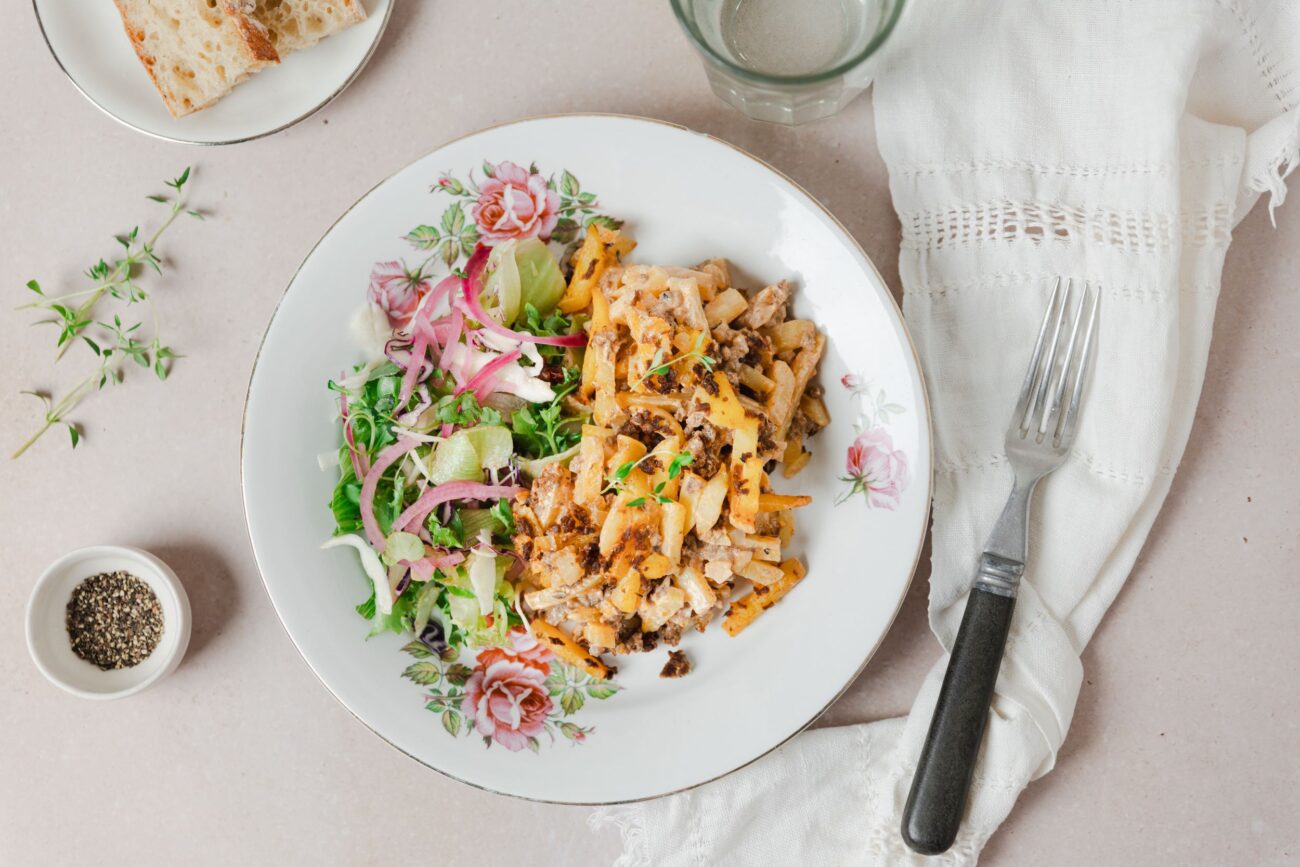 Potato casserole with soy mince