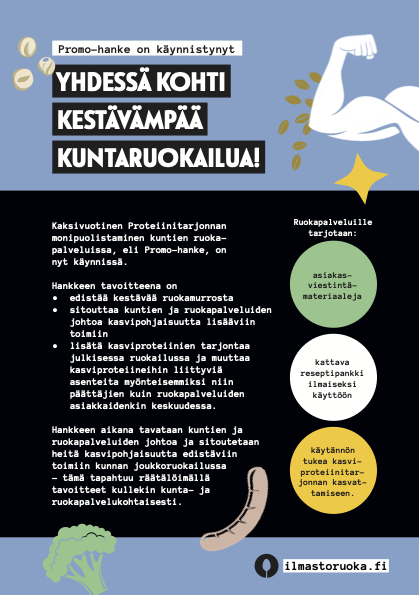 Yhdessä kohti kestävämpää kuntaruokailua juliste PROMO hanke 2026